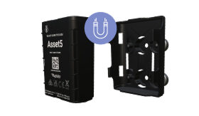 Asset5 GPS asset tracker with magnetic holder accessory for easy installation