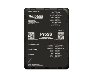 Ruptela Pro5S GNSS tracker LTE CAT4 + 3G BLE module CANbus pins RS232 RS485 16 pin port 14 pin port micro USB Audio port internal antenna