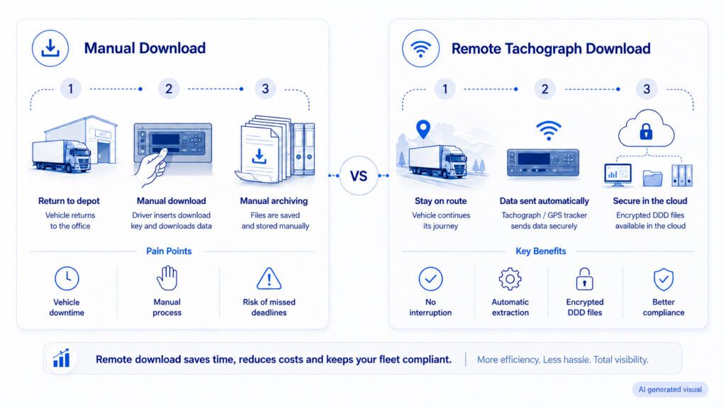 Manual vs remote tachograph download