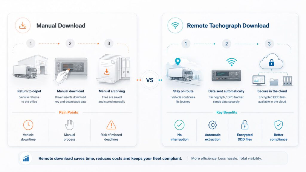 Manual vs remote tachograph download